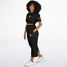 Load image into Gallery viewer, Athletic Cropped Short Sleeve Sweatshirt and Long Pocket Skirt Set – AOP