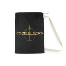 Load image into Gallery viewer, Code Blocks Gold Logo Laundry Bag — Tech Gamer Drawstring Bag