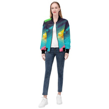 Load image into Gallery viewer, Womens Zip Up Print Bomber Jacket
