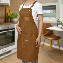 Load image into Gallery viewer, Unisex Canvas Cross Back Chef Aprons Multifunction with Large Pockets
