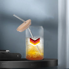 Load image into Gallery viewer, Transparent Bamboo Covered Cup 16oz Glass Cups Furniture with Straw