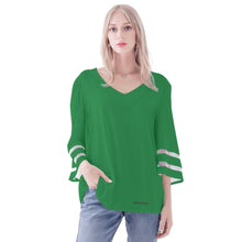 Load image into Gallery viewer, Womens Loose Chiffon Blouse with Bell Sleeves