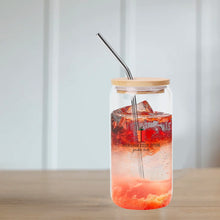 Load image into Gallery viewer, Transparent Bamboo Covered Cup 16oz Glass Cups Furniture with Straw