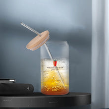 Load image into Gallery viewer, Transparent Bamboo Covered Cup 16oz Glass Cups Furniture with Straw