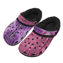 Load image into Gallery viewer, Adults Black Warm House Winter Fur Lined Garden Slippers