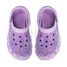 Load image into Gallery viewer, Womens Purple EVA Sole Bling Clogs with Custom Name Logo