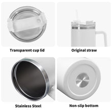 Load image into Gallery viewer, Personalized 40oz Stainless Steel Tumbler Gift With White Handle and Straw