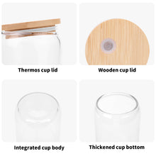 Load image into Gallery viewer, Transparent Bamboo Covered Cup 16oz Glass Cups Furniture with Straw