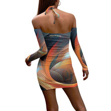 Load image into Gallery viewer, All-Over Print Women's Halter Lace-up Dress