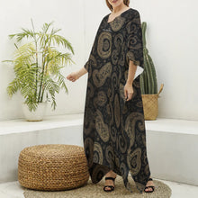 Load image into Gallery viewer, All-Over Print Women's Imitation Silk V-neck Kaftan Robe