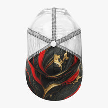 Load image into Gallery viewer, All-Over Print Black Buckle Flat-brimmed Mesh Cap With Box
