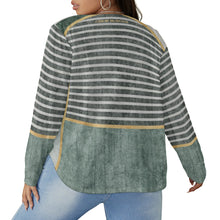 Load image into Gallery viewer, All-Over Print Women's V-neck T-shirt With Curved Hem(Plus Size)