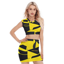 Load image into Gallery viewer, All-Over Print Women's Collarless V Collar Vest Skirt Suit