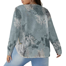 Load image into Gallery viewer, All-Over Print Women's V-neck T-shirt With Curved Hem(Plus Size)