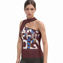 Load image into Gallery viewer, All-Over Print Women's Halter Sleeveless Asymmetrical Tank Top