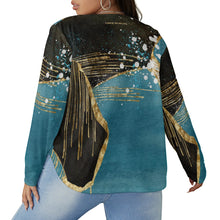 Load image into Gallery viewer, All-Over Print Women's V-neck T-shirt With Curved Hem(Plus Size)