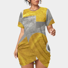 Load image into Gallery viewer, All-Over Print Women’s Stacked Hem Dress With Short Sleeve(Plus Size)