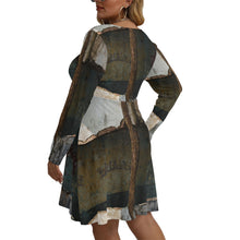 Load image into Gallery viewer, All-Over Print Women's V-neck Long Sleeve Dress(Plus Size)