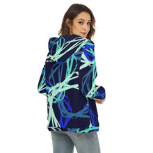 Load image into Gallery viewer, All-Over Print Women's Borg Fleece Hoodie With Half Zip