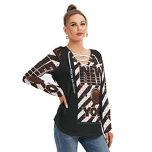 Load image into Gallery viewer, All-Over Print Women's Long Sleeve Neckline Tie Sweatshirt
