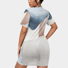 Load image into Gallery viewer, All-Over Print Women’s Stacked Hem Dress With Short Sleeve(Plus Size)