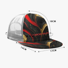 Load image into Gallery viewer, All-Over Print Black Buckle Flat-brimmed Mesh Cap With Box