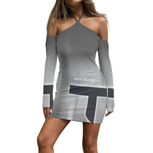 Load image into Gallery viewer, All-Over Print Women's Halter Lace-up Dress