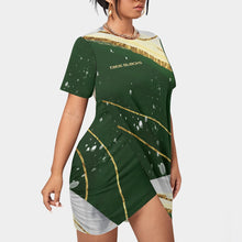 Load image into Gallery viewer, All-Over Print Women’s Stacked Hem Dress With Short Sleeve(Plus Size)