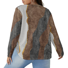 Load image into Gallery viewer, All-Over Print Women's V-neck T-shirt With Curved Hem(Plus Size)