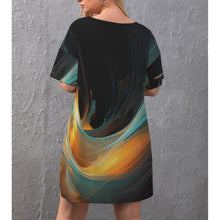 Load image into Gallery viewer, All-Over Print Women's Drop-Shoulder T-Shirt with Side Split and Shorts (Plus Size)