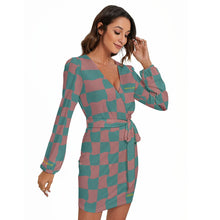 Load image into Gallery viewer, All-Over Print Women's Long Sleeve Dress With Waist Belt
