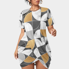 Load image into Gallery viewer, All-Over Print Women’s Stacked Hem Dress With Short Sleeve(Plus Size)