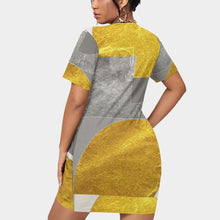 Load image into Gallery viewer, All-Over Print Women’s Stacked Hem Dress With Short Sleeve(Plus Size)