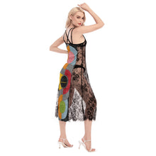 Load image into Gallery viewer, All-Over Print Women's Lace Cami Cross Back Dress