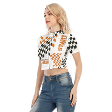 Load image into Gallery viewer, All-Over Print Women's Short Sleeve T-shirt With Two-way Zipper