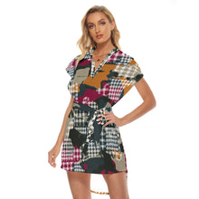 Load image into Gallery viewer, All-Over Print Women's Stand-up Collar Casual Dress With Belt