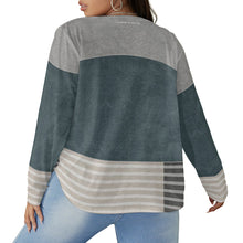 Load image into Gallery viewer, All-Over Print Women's V-neck T-shirt With Curved Hem(Plus Size)