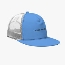 Load image into Gallery viewer, All-Over Print Black Buckle Flat-brimmed Mesh Cap With Box