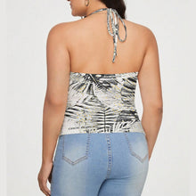 Load image into Gallery viewer, All-Over Print Women's Lace-Trimmed Tie-Back Top