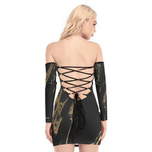 Load image into Gallery viewer, All-Over Print Women's Off-shoulder Back Lace-up Dress