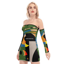 Load image into Gallery viewer, All-Over Print Women's Off-shoulder Back Lace-up Dress