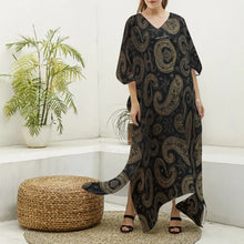 Load image into Gallery viewer, All-Over Print Women's Imitation Silk V-neck Kaftan Robe