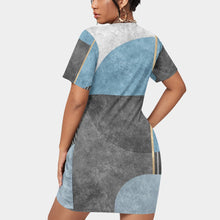 Load image into Gallery viewer, All-Over Print Women’s Stacked Hem Dress With Short Sleeve(Plus Size)