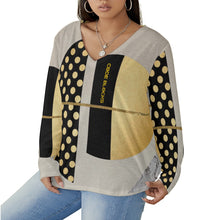 Load image into Gallery viewer, All-Over Print Women's V-neck T-shirt With Curved Hem(Plus Size)