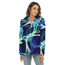 Load image into Gallery viewer, All-Over Print Women's Borg Fleece Hoodie With Half Zip