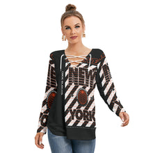 Load image into Gallery viewer, All-Over Print Women's Long Sleeve Neckline Tie Sweatshirt