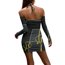 Load image into Gallery viewer, All-Over Print Women's Halter Lace-up Dress