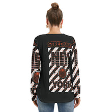 Load image into Gallery viewer, All-Over Print Women's Long Sleeve Neckline Tie Sweatshirt