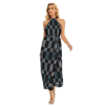 Load image into Gallery viewer, All-Over Print Women's Wrap Hem Belted Halter Dress
