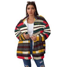Load image into Gallery viewer, All-Over Print Unisex Borg Fleece Stand-up Collar Coat With Zipper Closure(Plus Size)